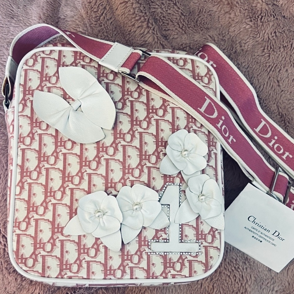 VINTAGE CHRISTIAN DIOR PINK/WHITE GIRLY GIRL TROTTER MONOGRAM CROSSBODY